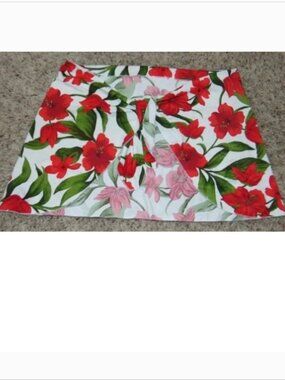 Carabella Sarong Swimsuit Coverup Wrap Womens OS Red White Floral Tie Waist